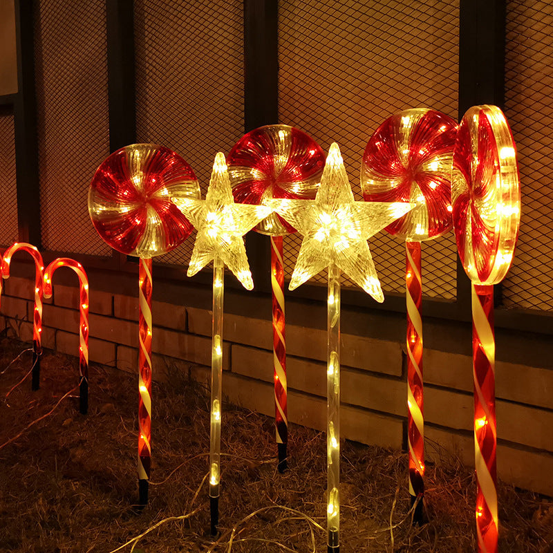 Solar Lollipop Light Outdoor Waterproof LED Christmas Candy Light